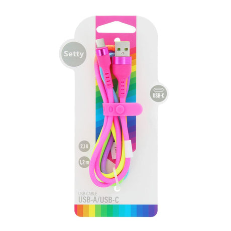 Setty USB-C Kabel 1,2 m. - 10 W - Regnbue