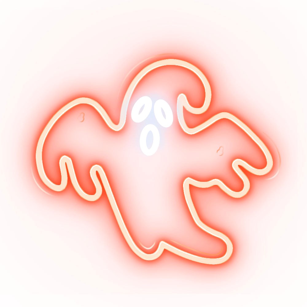 LED Neon Skilt Halloween fra Neolia - Rødt og Hvidt Lys m. Spøgelse