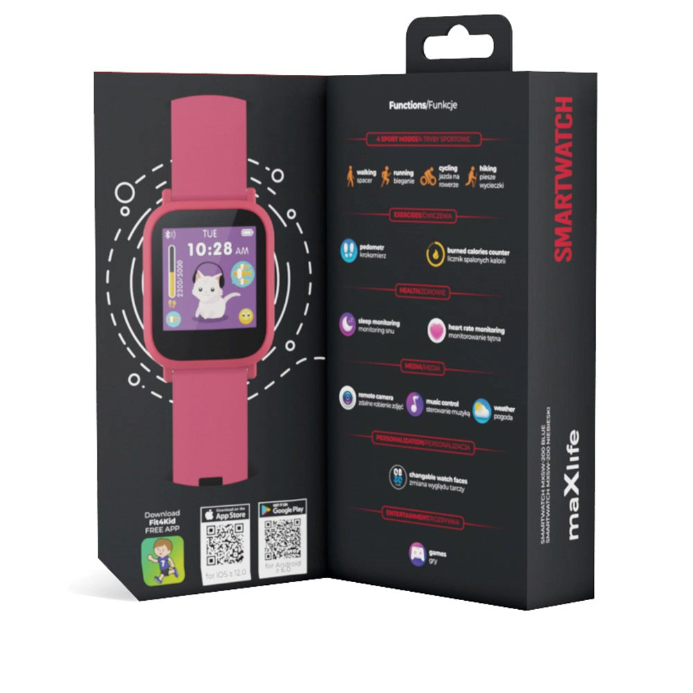 Maxlife MXSW-200 Smartwatch m. Pulsmåler - Lyserød