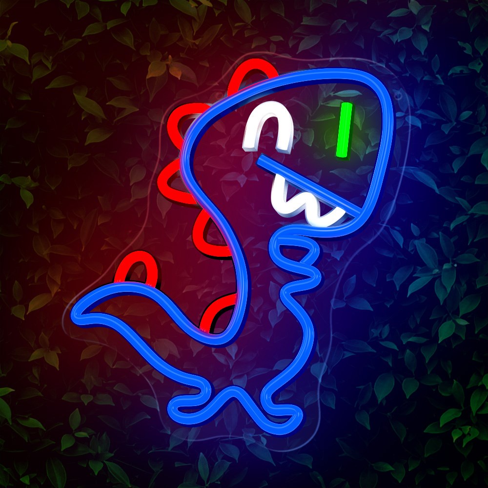 LED Neon Skilt Jurassic Edition fra Forever Light - Flerfarvet Lys m. Baby Dino