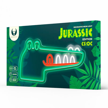 Neon Skilt LED Jurassic Edition fra Forever Light - Flerfarvet Lys m. Krokodille