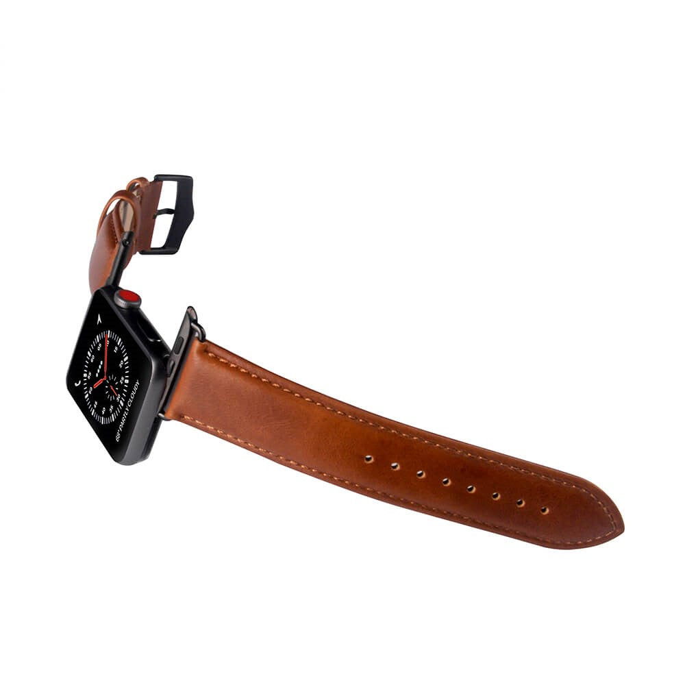 Apple Watch (42/44/SE/45/46/49mm) Buffalo Rem i Ægte Læder - Brun
