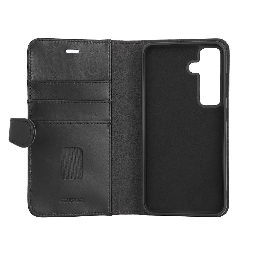 Buffalo Samsung Galaxy S24 2-in-1 Wallet Ægte Læder Magnet Flip Cover m. Pung - Sort