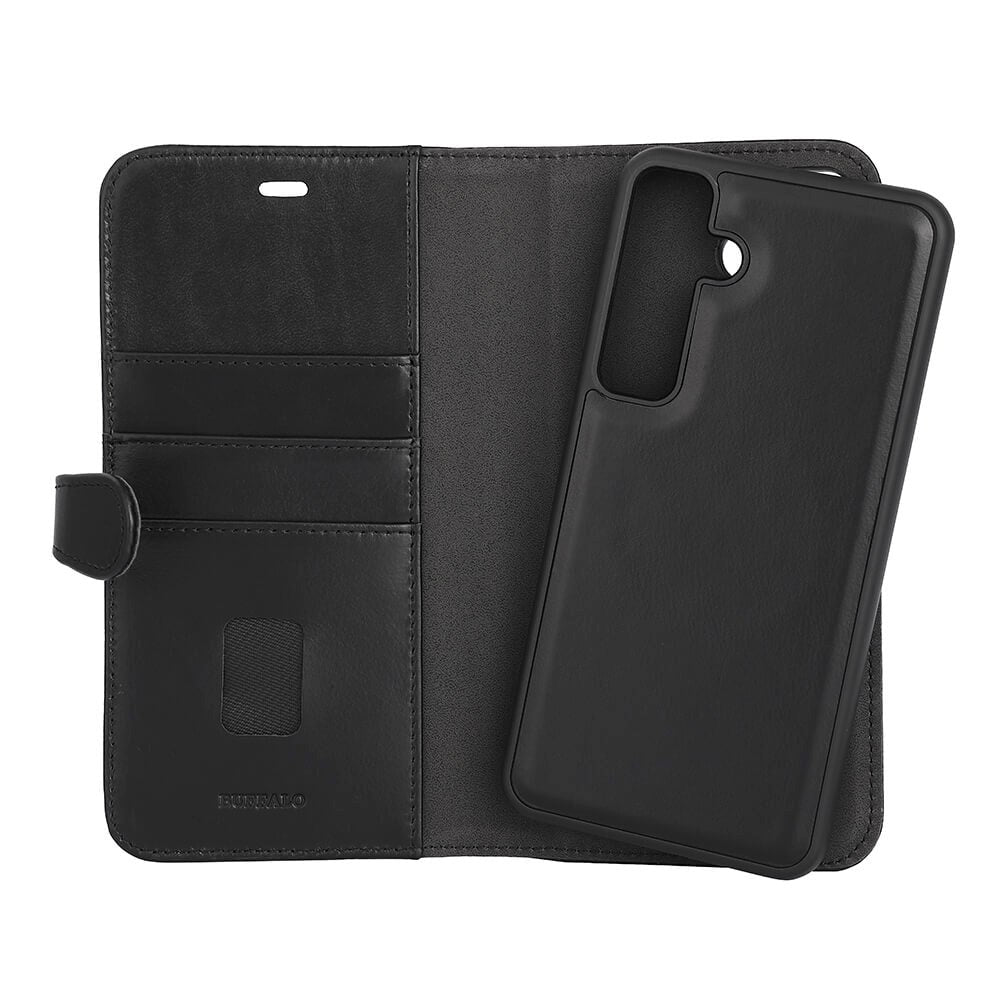 Buffalo Samsung Galaxy S24+ (Plus) 2-in-1 Wallet Ægte Læder Magnet Flip Cover m. Pung - Sort