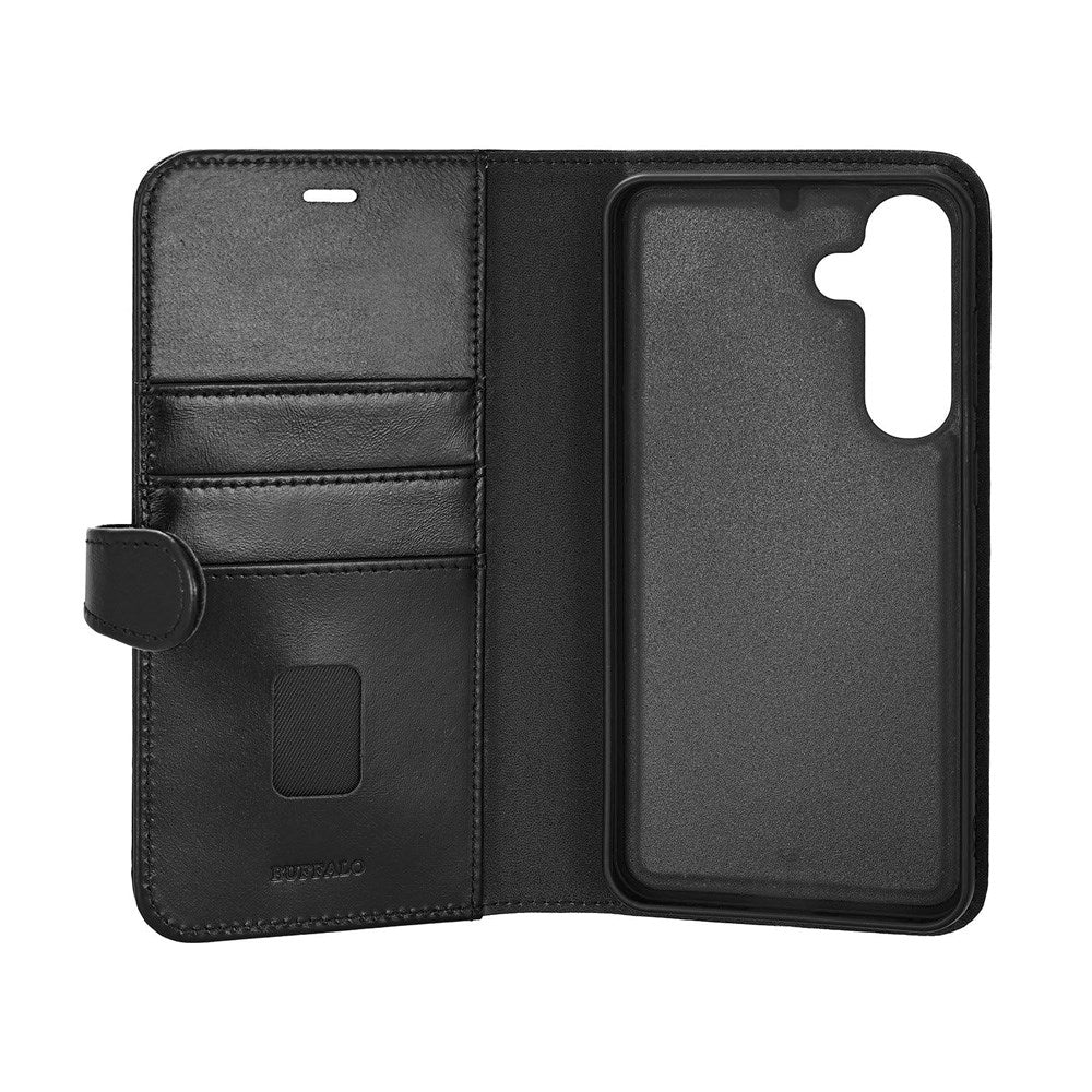 Buffalo Samsung Galaxy S25+ (Plus) 2-in-1 Wallet Magnet Flip Cover m. Pung - Ægte Læder - Sort