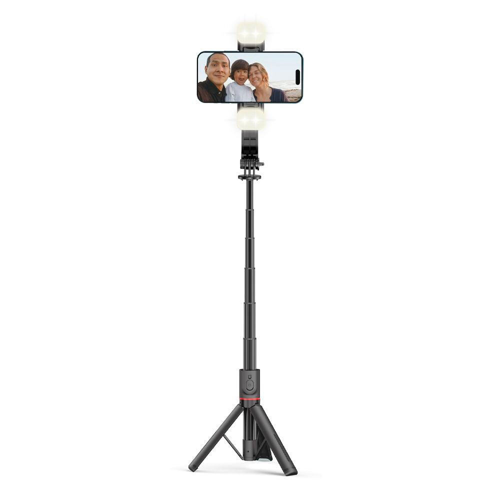 Tech-Protect L05S Selfiestang m. Tripod & Led Lys - Bluetooth - Sort