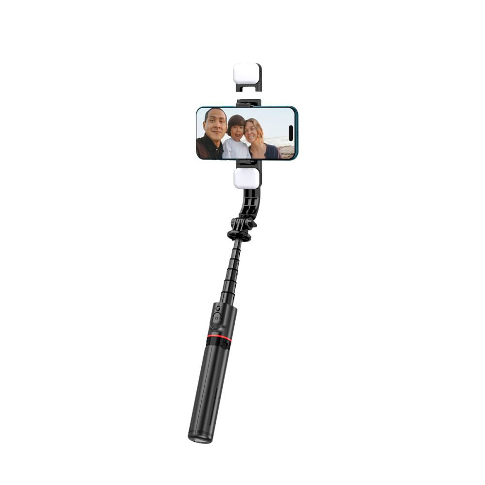 Tech-Protect L05S Selfiestang m. Tripod & Led Lys - Bluetooth - Sort