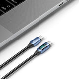 Tech-Protect Ultraboost LED USB-C til USB-C Kabel 100W/5A - 1m - Sort / Blå