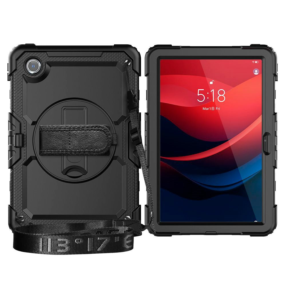 Lenovo Tab M11 Cover m. Beskyttelsesfilm, Håndholder & Skulderstrop - Tech-Protect Solid360 - Sort