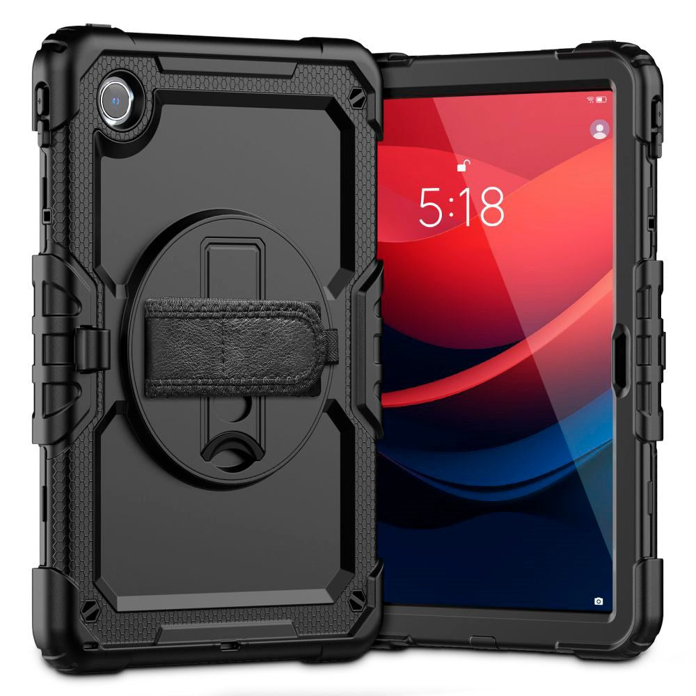 Lenovo Tab M11 Cover m. Beskyttelsesfilm, Håndholder & Skulderstrop - Tech-Protect Solid360 - Sort