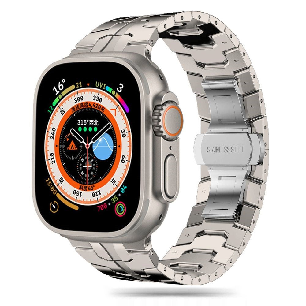 Apple Watch (42/44/SE/45/46/49mm) Tech-Protect Stainless Line Stål Smartwatch Rem - Titanium