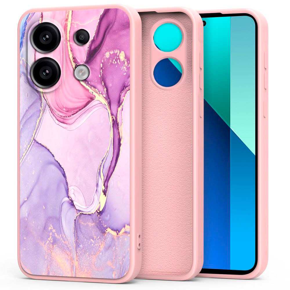 Tech-Protect Xiaomi Redmi Note 13 (4G) Marble Cover - Lyserød / Lilla