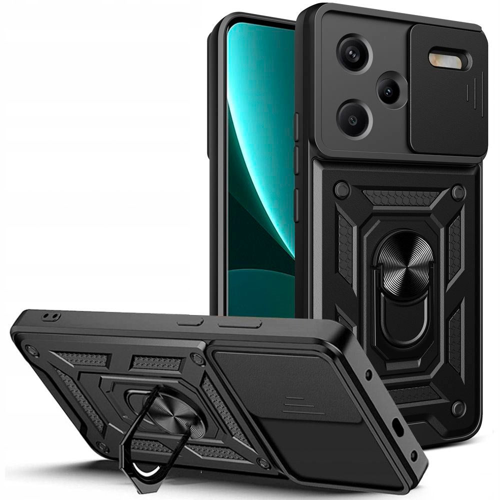 Tech-Protect Xiaomi Redmi Note 13 Pro+ (Plus) Camshield m. Magnetisk Fingerring & Ståfunktion - Sort