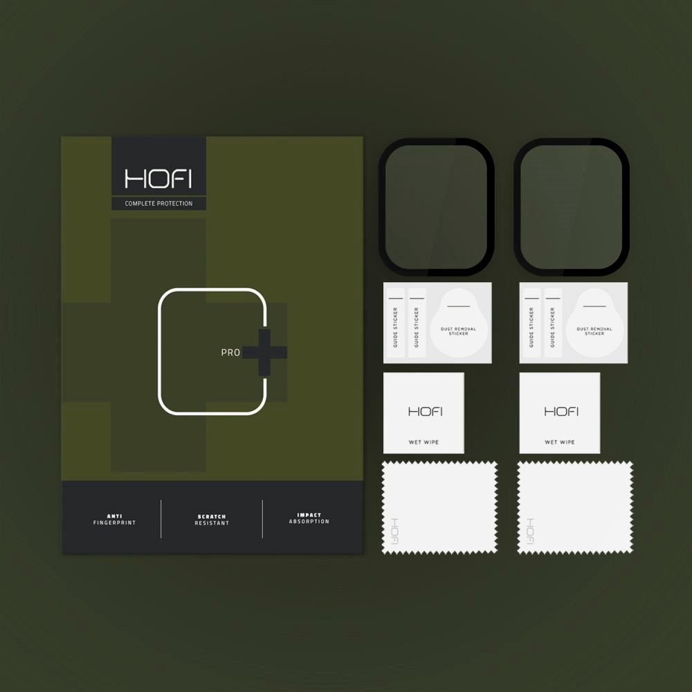 Apple Watch 9/8/7 (45mm) HOFI Hybrid Pro+ Beskyttelsesglas - 2 stk. - Sort Kant