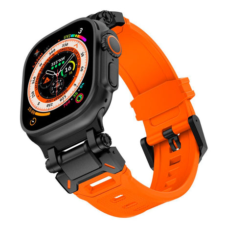 Apple Watch (42/44/SE/45/46/49mm) Tech-Protect Delta Pro Rem i Silikone - Black / Orange