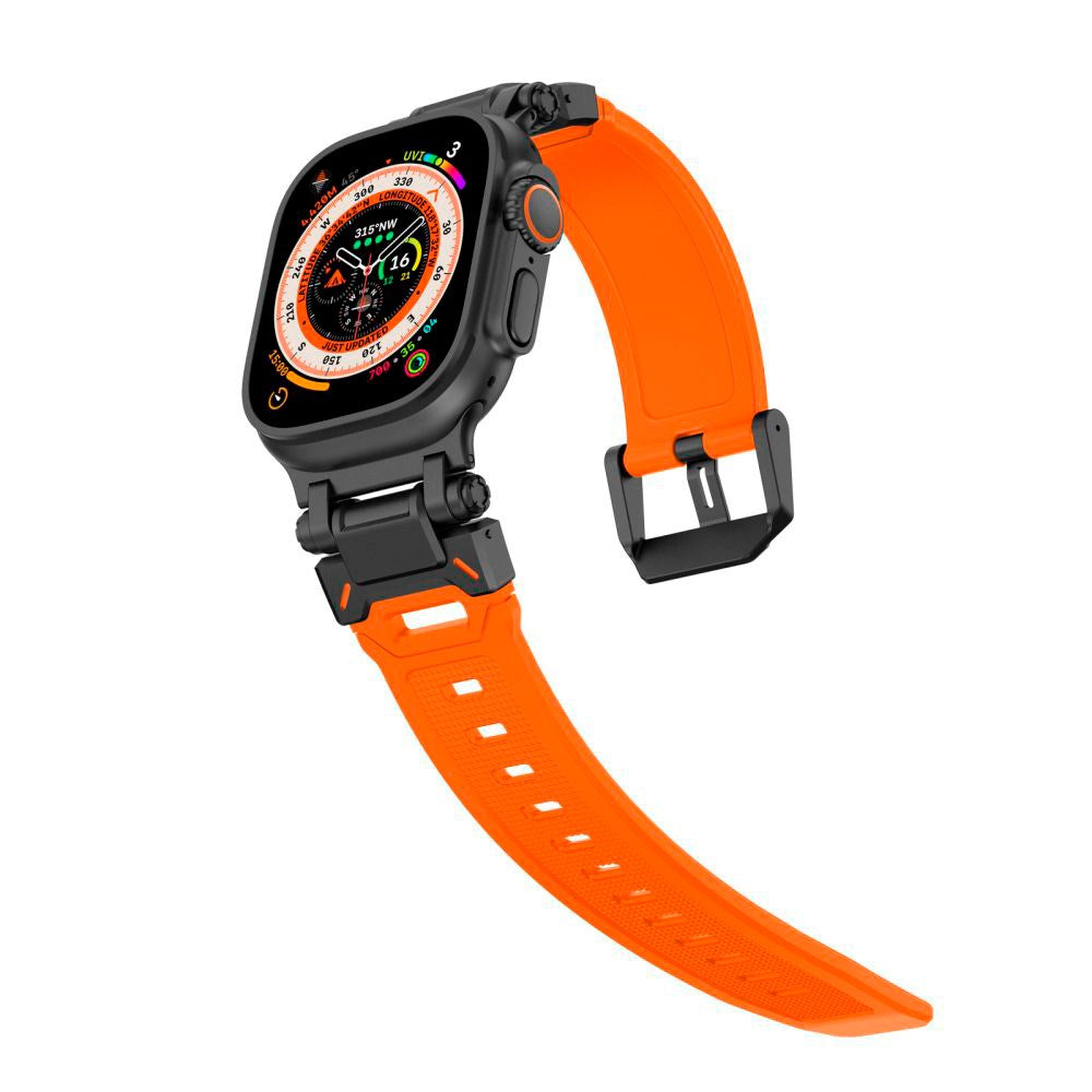 Apple Watch (42/44/SE/45/46/49mm) Tech-Protect Delta Pro Rem i Silikone - Black / Orange