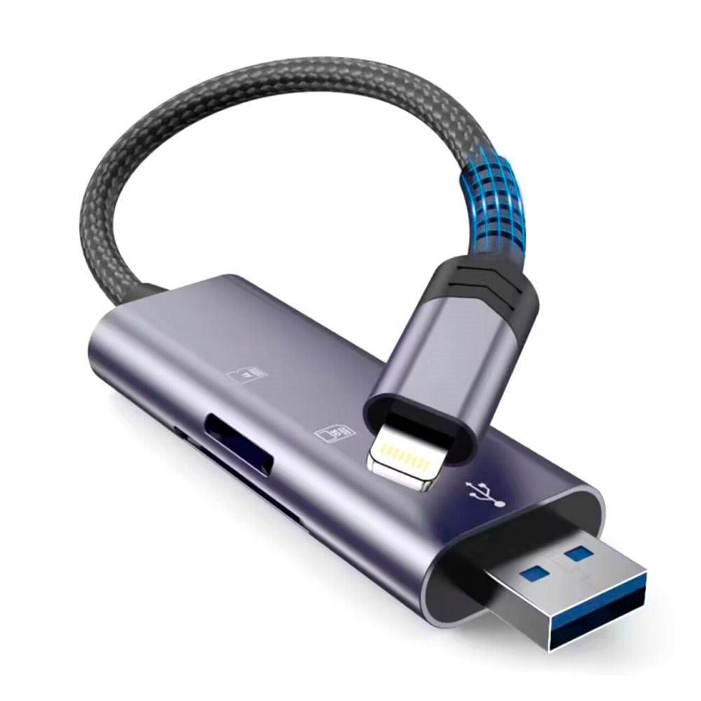 Tech-Protect Hukommelseskortlæser Ultraboost SD-Kort Adapter m. Lightning / USB-A - Grå