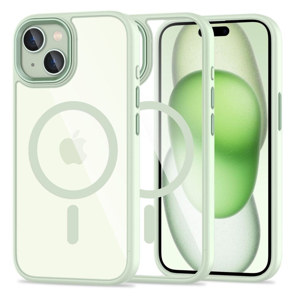 Tech-Protect iPhone 15 Magmat Bagside Cover - MagSafe Kompatibel - Gennemsigtig / Grøn