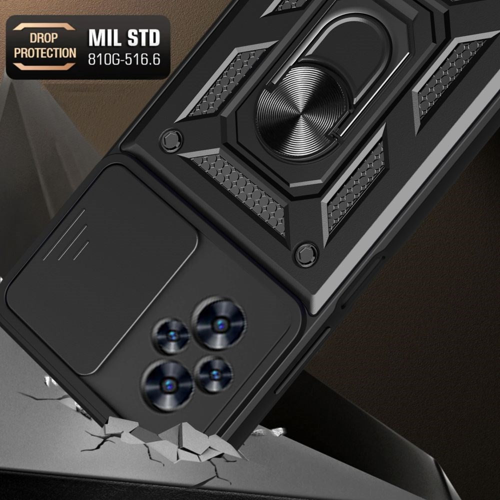 Tech-Protect Realme C67 (4G) Camshield m. Magnetisk Fingerring & Ståfunktion - Sort