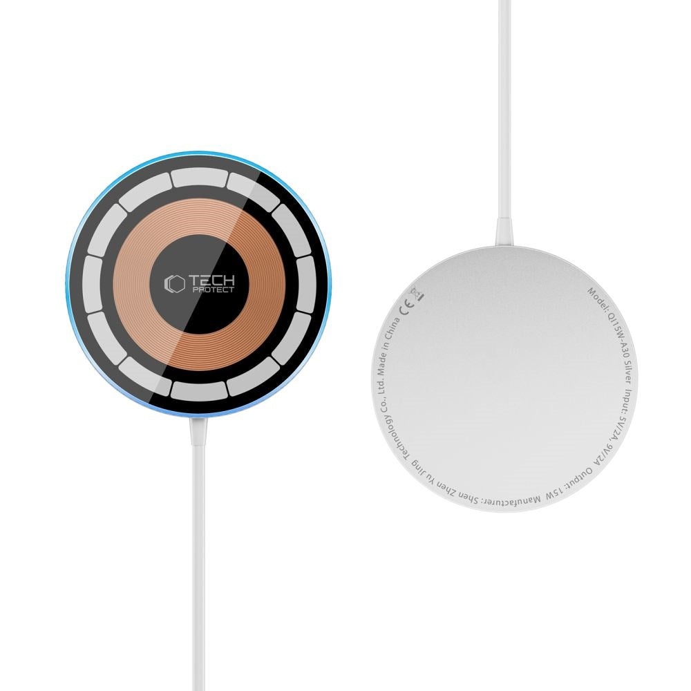 Tech-Protect QI-15W-A30 Magnetisk Trådløs Oplader - MagSafe Kompatibel - Hvid