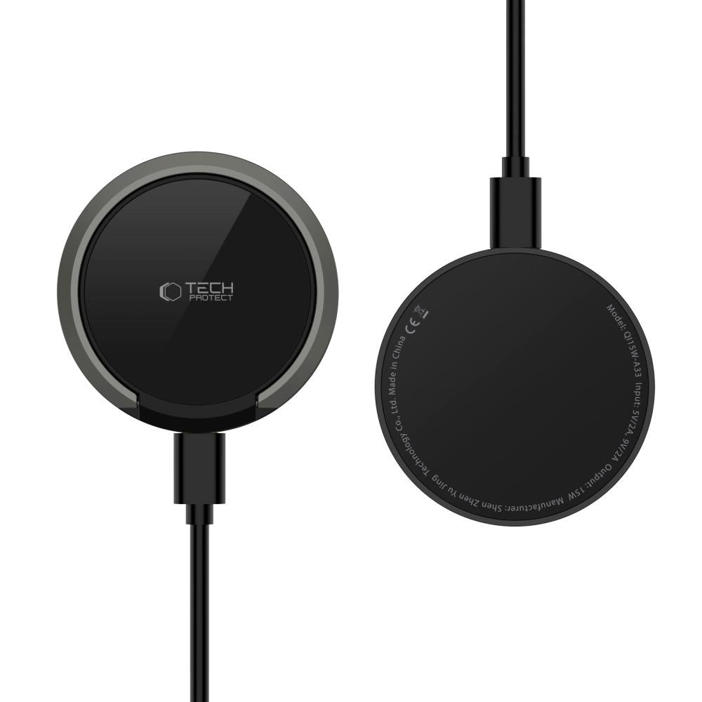 Tech-Protect A33 15W Trådløs Oplader - MagSafe Kompatibel - Sort