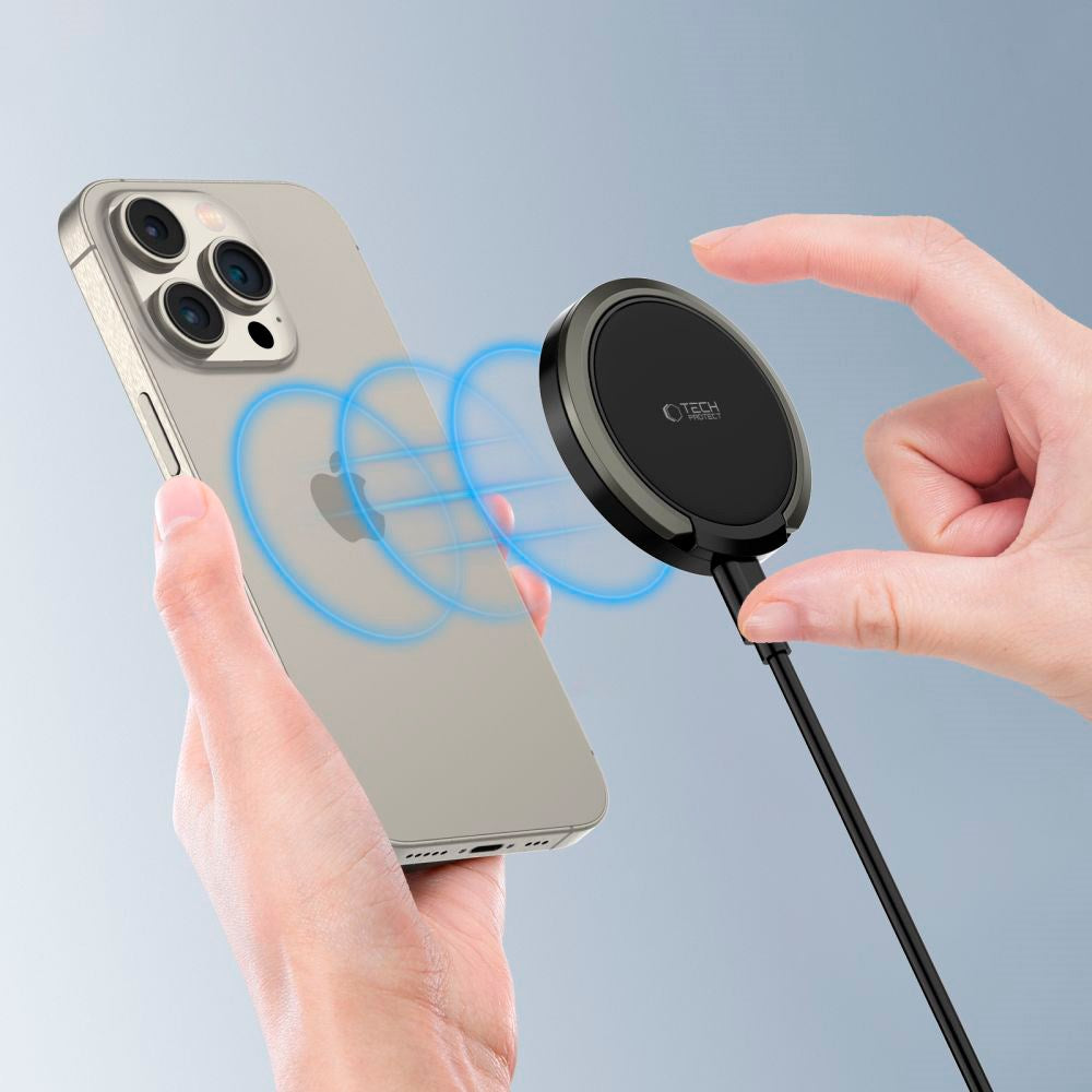 Tech-Protect A33 15W Trådløs Oplader - MagSafe Kompatibel - Sort