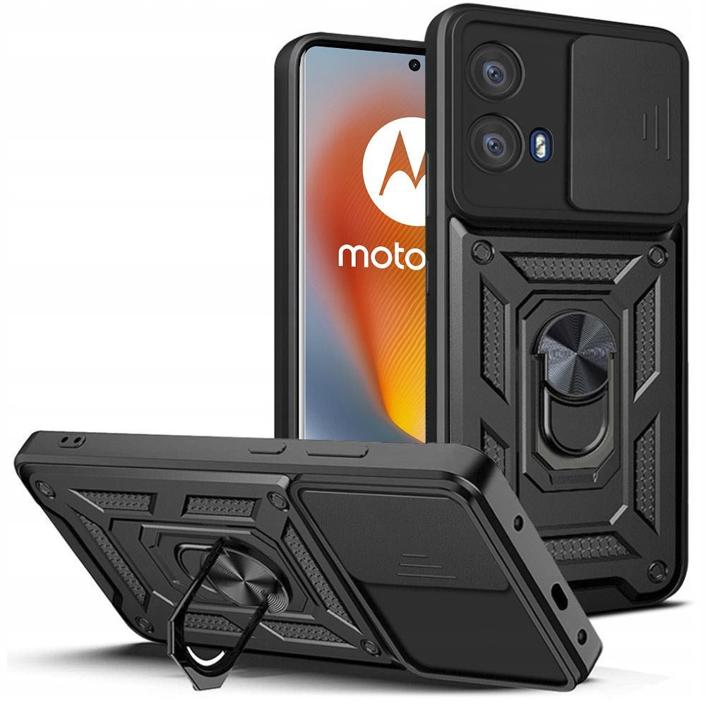 Tech-Protect Motorola Edge 50 Fusion Camshield m. Magnetisk Fingerring & Ståfunktion - Sort