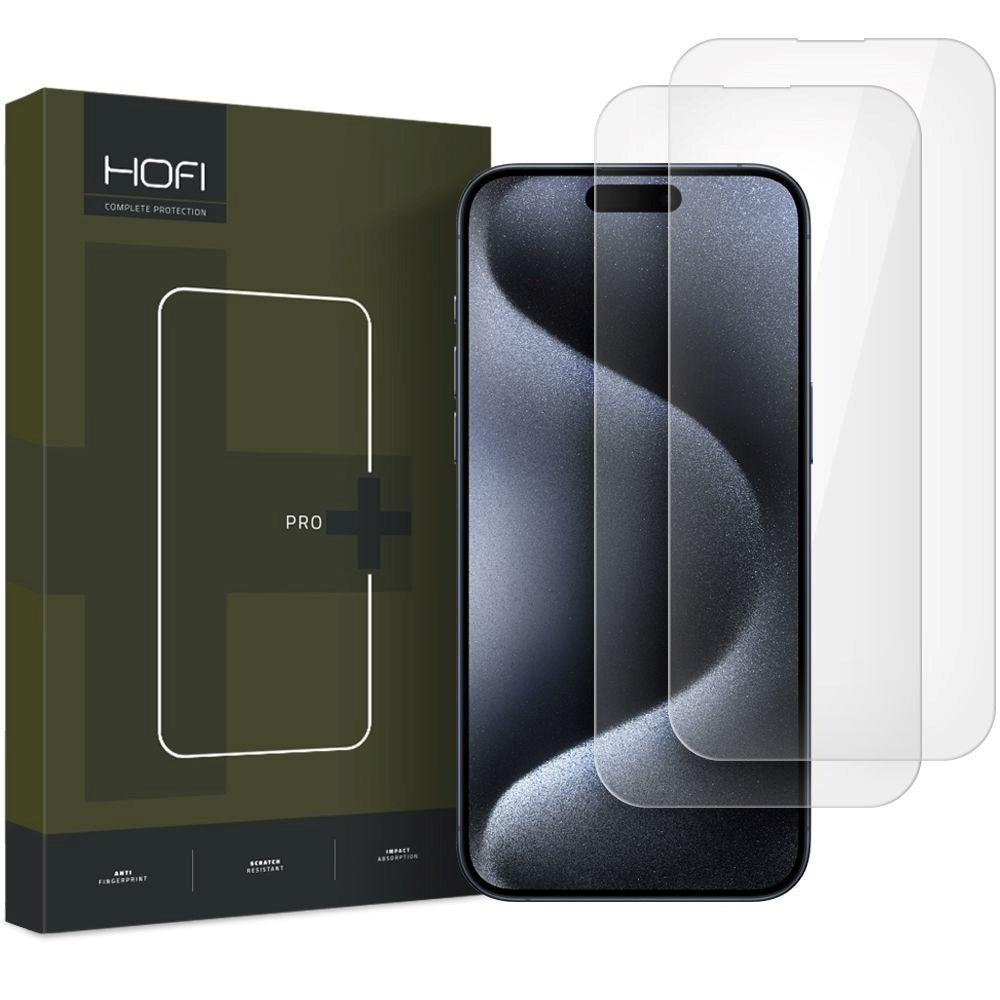 Hofi iPhone 16 Plus Glass Pro+ Skærmbeskyttelsesglas - 2 Stk. - Case Friendly - Gennemsigtig