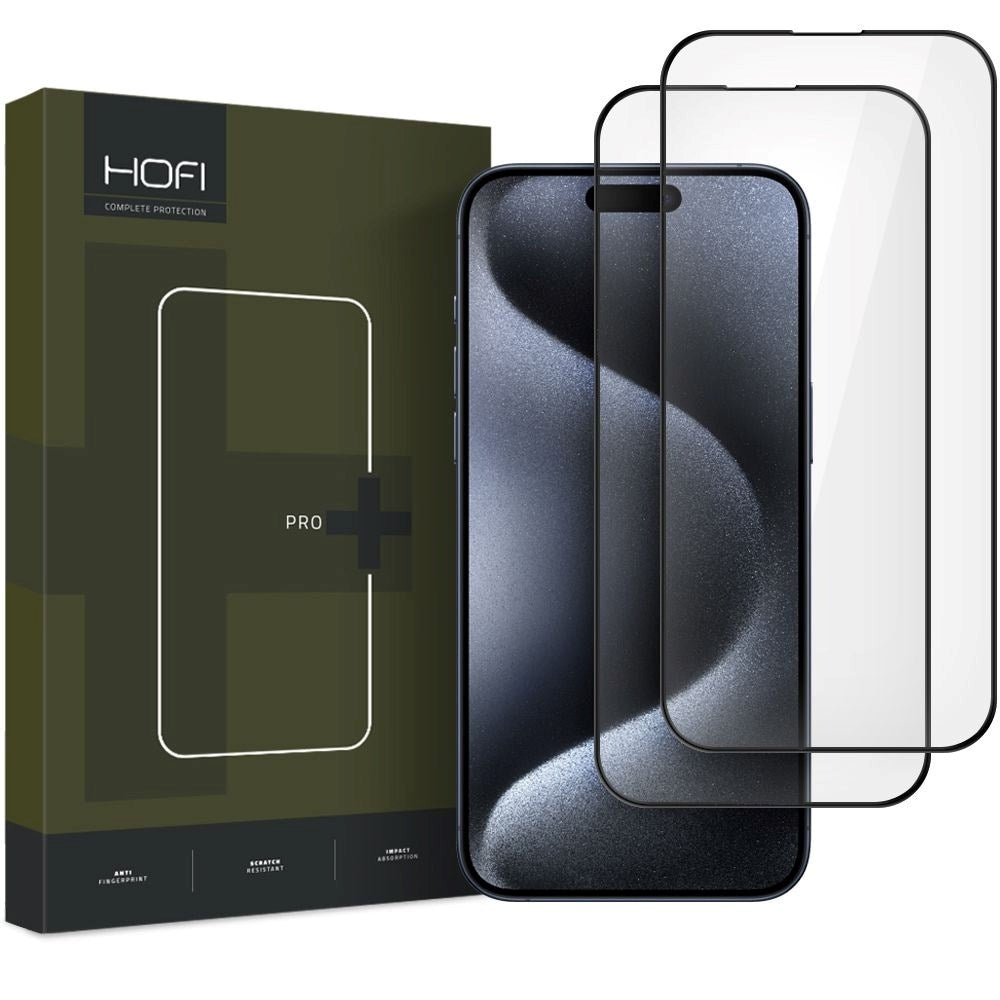 Hofi iPhone 17 Pro Max / 16 Pro Max Glass Pro+ Skærmbeskyttelsesglas - Case Friendly - 2-Pak - Sort Kant
