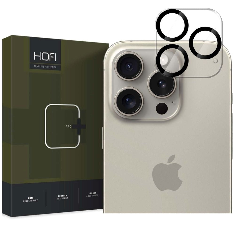 Hofi iPhone 16 Pro / 16 Pro Max Cam Pro+ Beskyttelsesglas til Kameralinse - Gennemsigtig / Sort