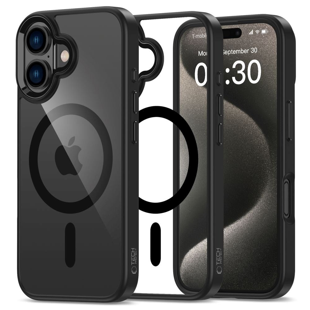 Tech-Protect iPhone 16 Plus Magmat Bagside Cover - MagSafe Kompatibel - Gennemsigtig / Sort