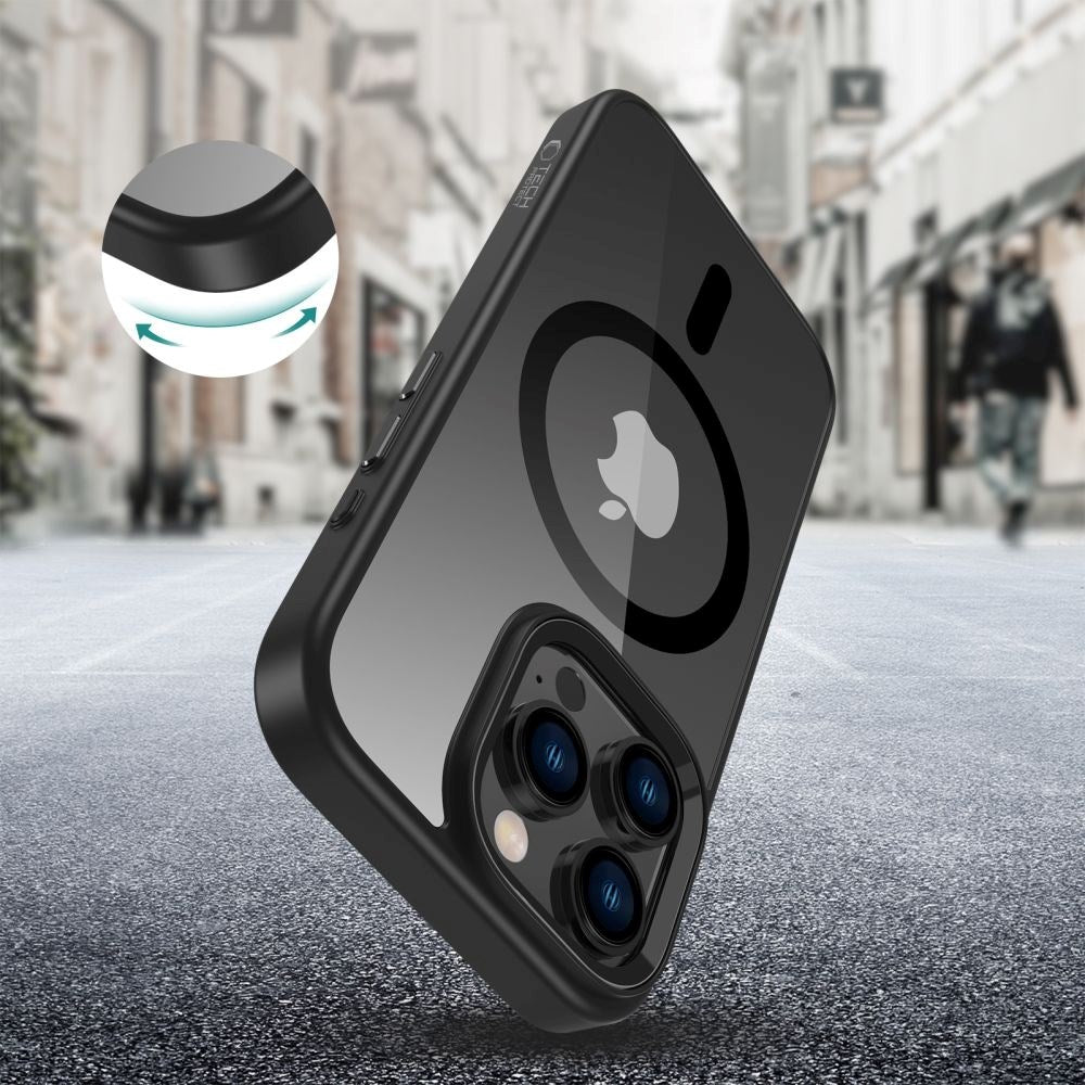 Tech-Protect iPhone 16 Pro MagMat Mobil Cover - MagSafe Kompatibel - Gennemsigtig / Sort