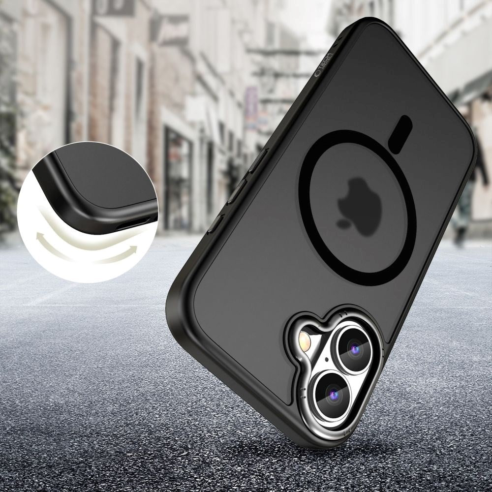 Tech-Protect iPhone 16 MagEdge Hybrid Bagside Cover m. Kamerabeskyttelse - MagSafe Kompatibel - Gennemsigtig / Mat Sort