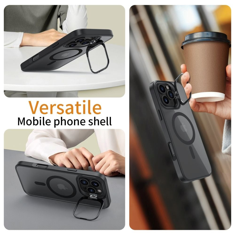 Tech-Protect iPhone 16 Pro Magstand Mobil Cover - MagSafe Kompatibel - Mat Sort