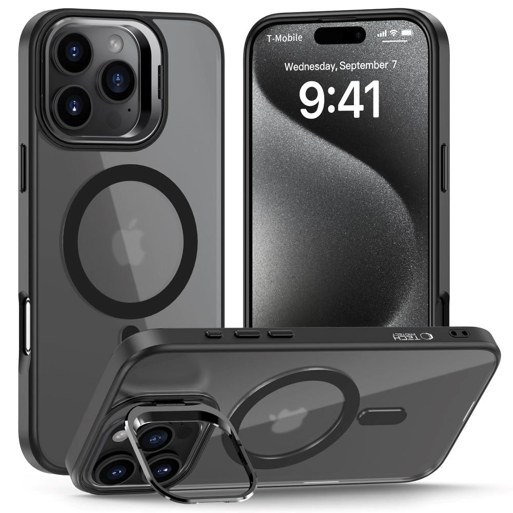 Tech-Protect iPhone 16 Pro Magstand Mobil Cover - MagSafe Kompatibel - Mat Sort