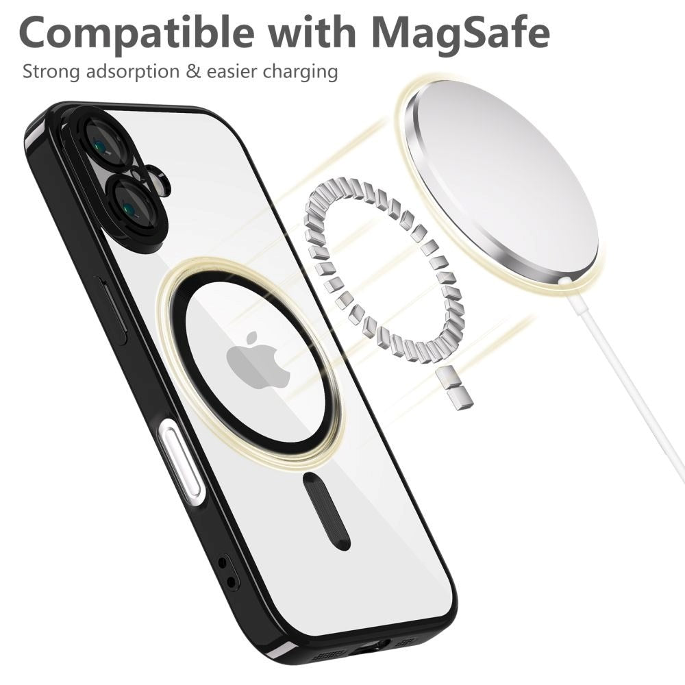 Tech-Protect iPhone 16 Magmat Bagside Cover - MagSafe Kompatibel - Gennemsigtig / Blank Sort