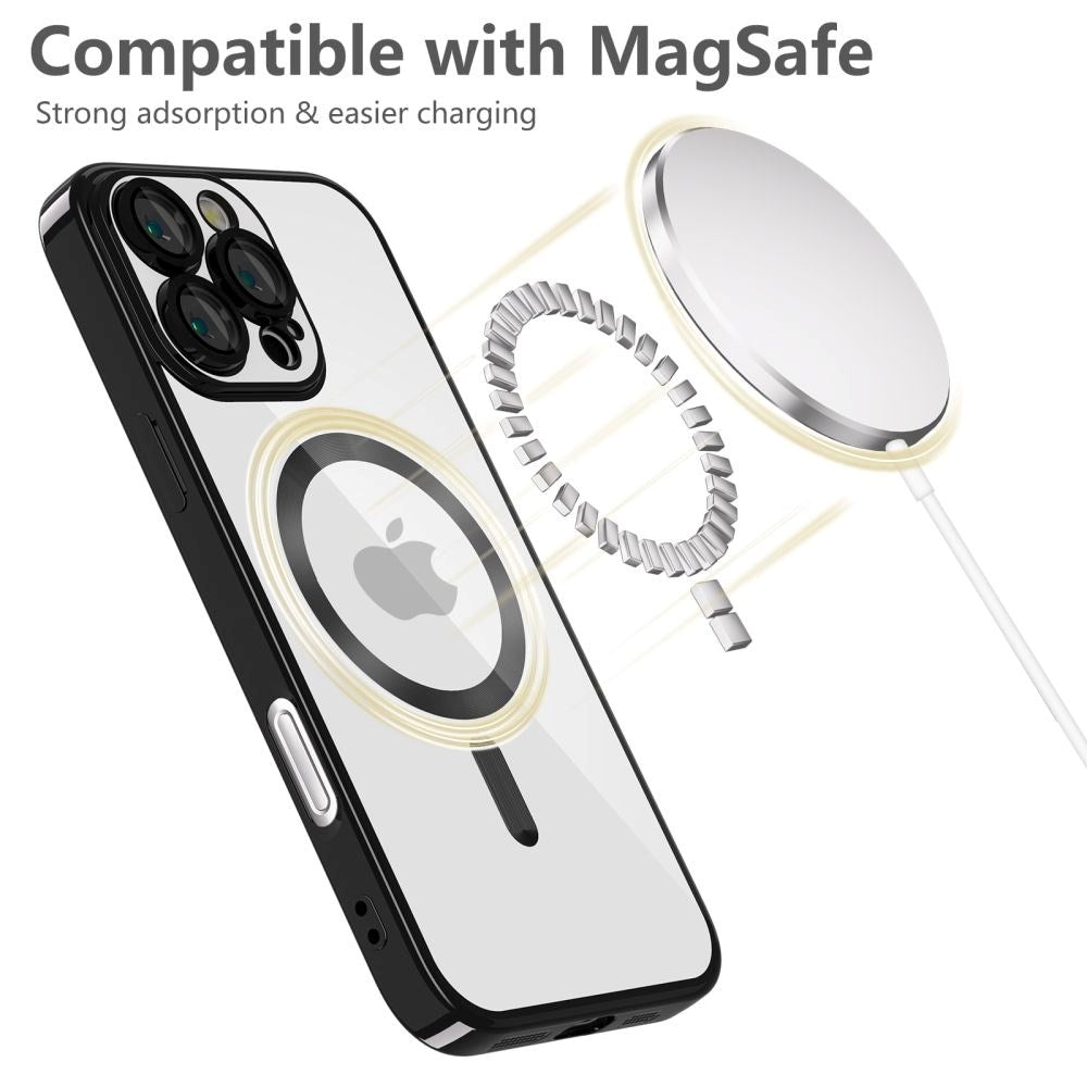 Tech-Protect iPhone 16 Pro Magflex Bagside Cover - MagSafe Kompatibel - Gennemsigtig / Sort