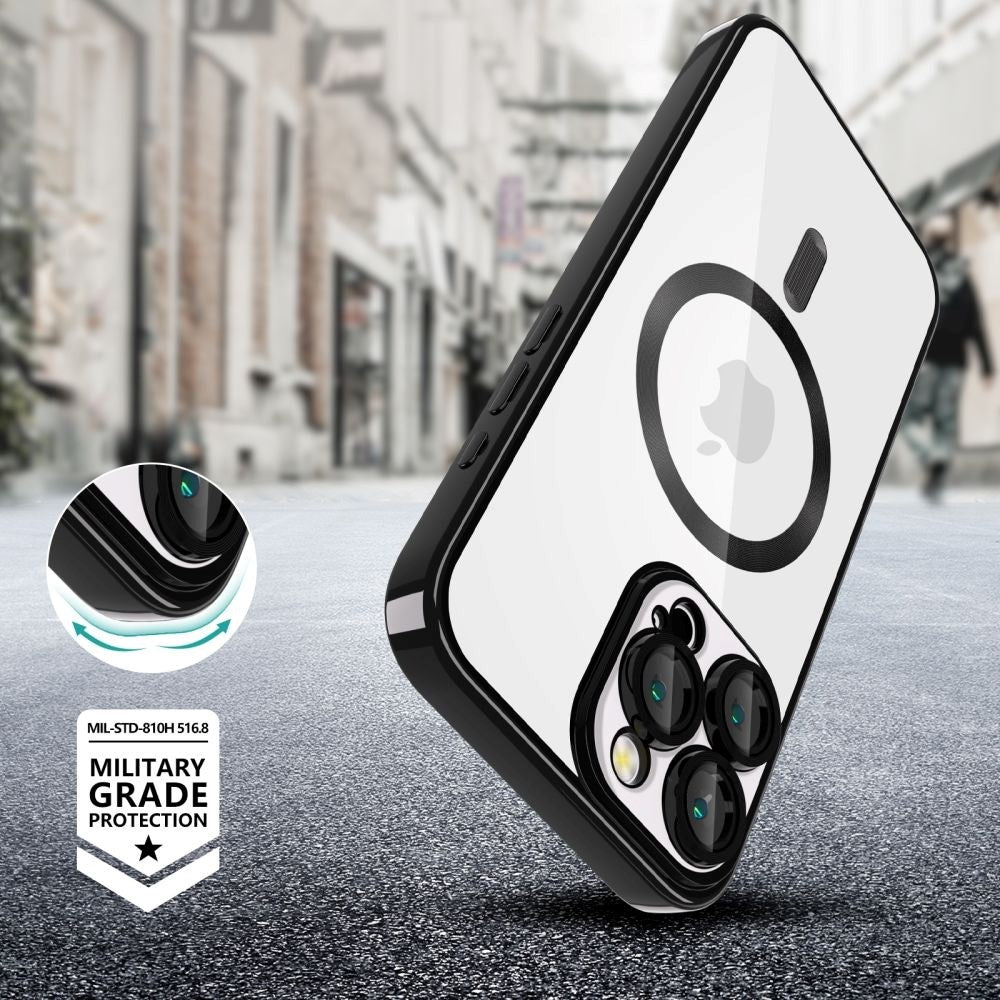 Tech-Protect iPhone 16 Pro Magflex Bagside Cover - MagSafe Kompatibel - Gennemsigtig / Sort