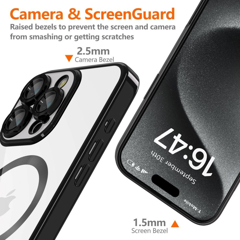 Tech-Protect iPhone 16 Pro Max Magmat Bagside Cover - MagSafe Kompatibel - Gennemsigtig / Blank Sort