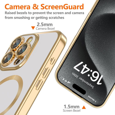 Tech-Protect iPhone 16 Pro Max Magmat Bagside Cover - MagSafe Kompatibel - Gennemsigtig / Guld