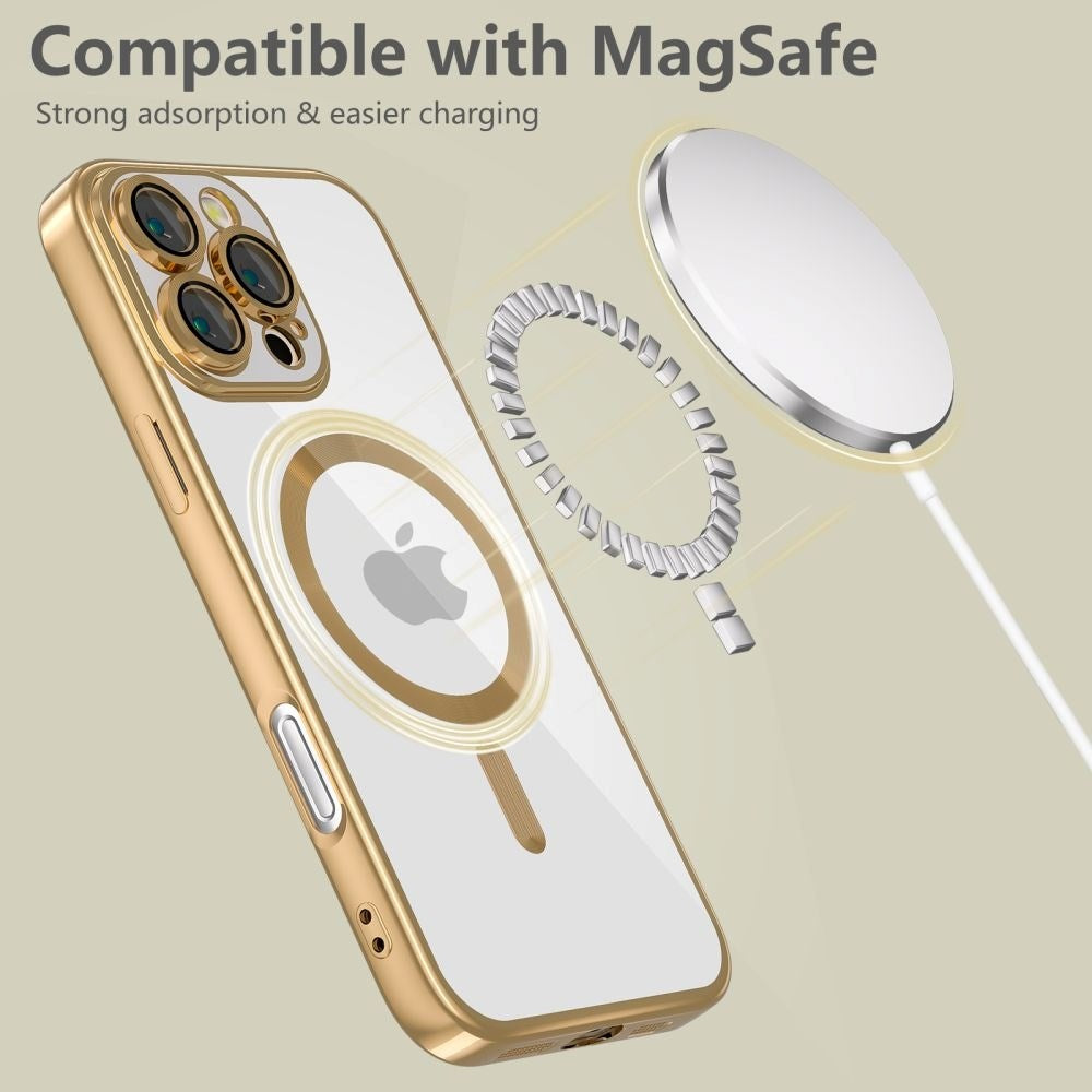 Tech-Protect iPhone 16 Pro Max Magmat Bagside Cover - MagSafe Kompatibel - Gennemsigtig / Guld