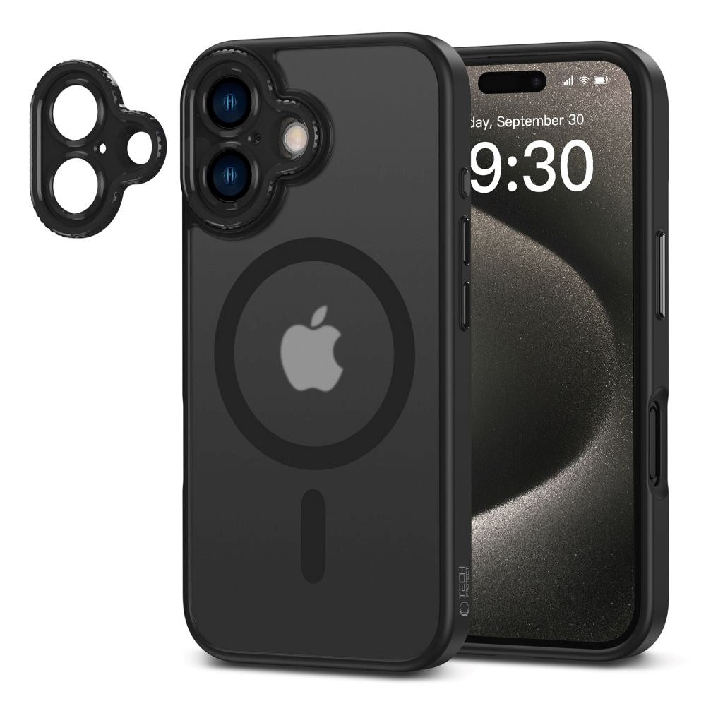 Tech-Protect iPhone 16 MagCam Bagside Cover - MagSafe Kompatibel - Gennemsigtig / Mat Sort