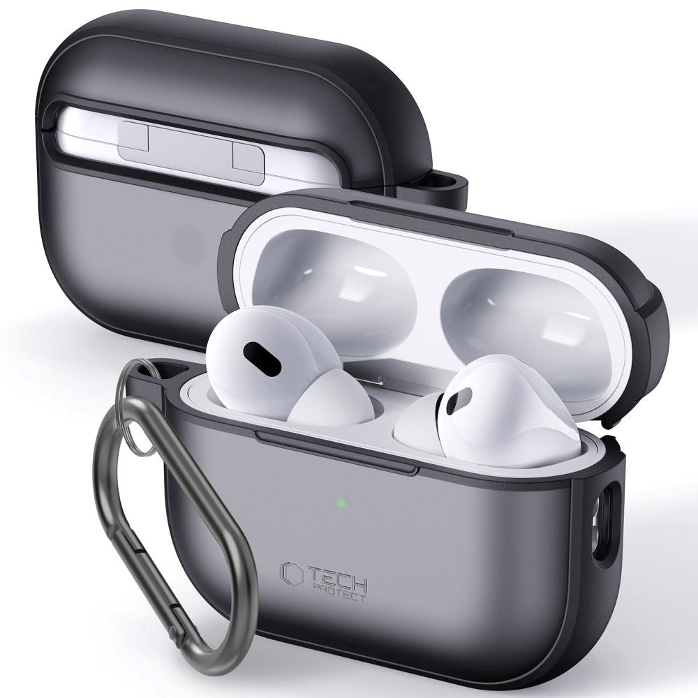 Tech-Protect MagMat Apple AirPods Pro (1. & 2. Gen) Plastik Cover m. Karabinhage - Mat Sort