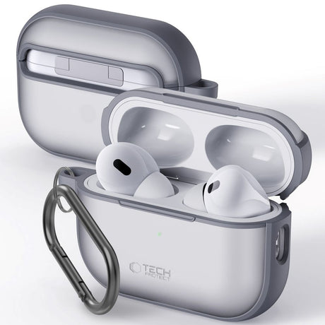 Tech-Protect MagMat Apple AirPods Pro (1. & 2. Gen) Plastik Cover m. Karabinhage - Mat Grå