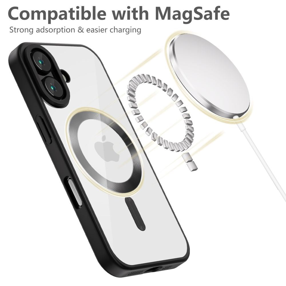 Tech-Protect iPhone 16 Magflex Bagside Cover - MagSafe Kompatibel - Gennemsigtig / Satin Sort