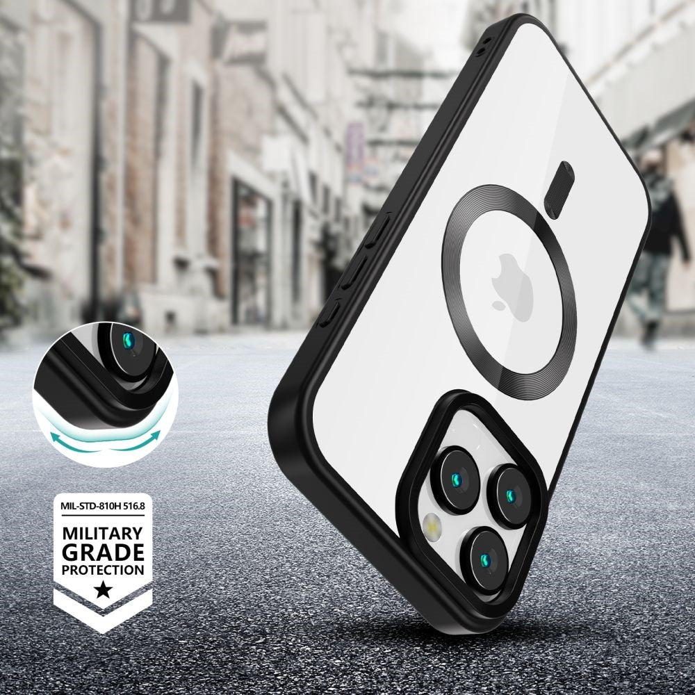 Tech-Protect iPhone 16 Pro Magflex Bagside Cover - MagSafe Kompatibel - Gennemsigtig / Satin Sort