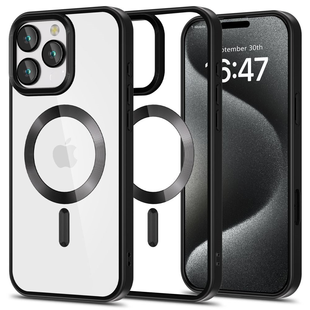 Tech-Protect iPhone 16 Pro Max Magflex Bagside Cover - MagSafe Kompatibel - Gennemsigtig / Satin Sort
