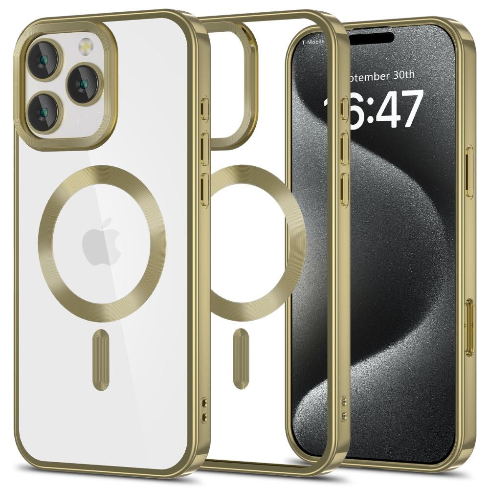 Tech-Protect iPhone 16 Pro Max Magflex Bagside Cover - MagSafe Kompatibel - Gennemsigtig / Satin Guld