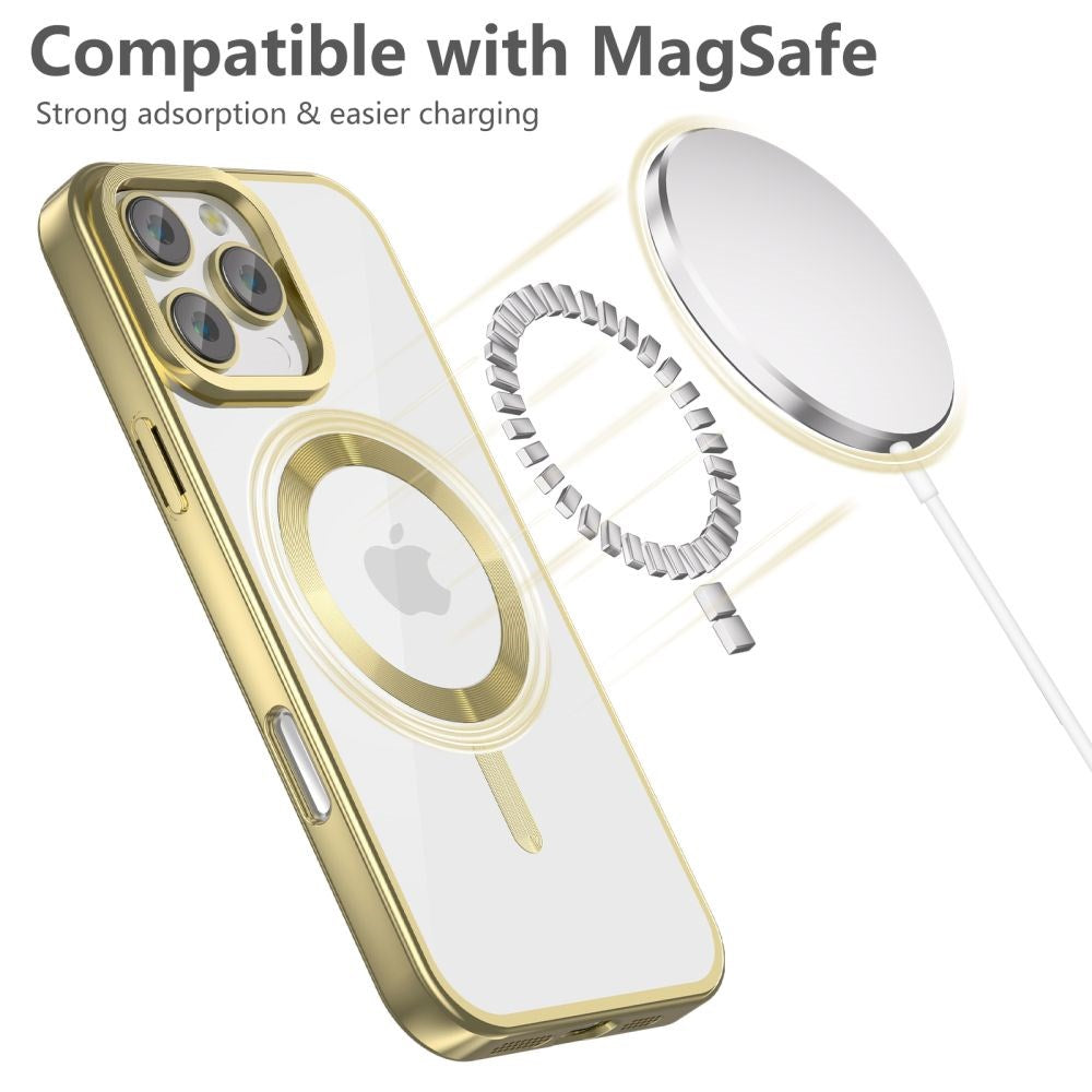 Tech-Protect iPhone 16 Pro Max Magflex Bagside Cover - MagSafe Kompatibel - Gennemsigtig / Satin Guld