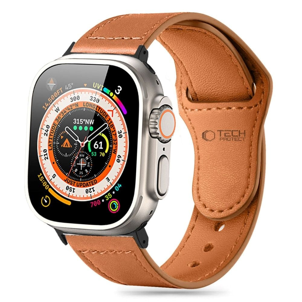 Apple Watch (42/44/SE/45/46/49mm) Tech-Protect Naturalfit Læderrem - Brown